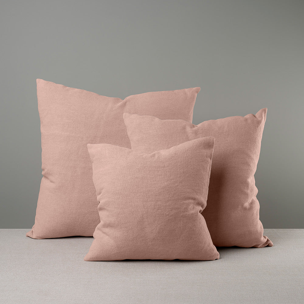  Square Kip Cushion in Laidback Linen, Dusky Pink 