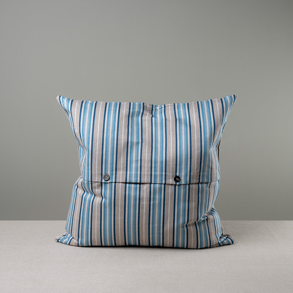  Square Kip Cushion in Slow Lane Cotton Linen, Blue 