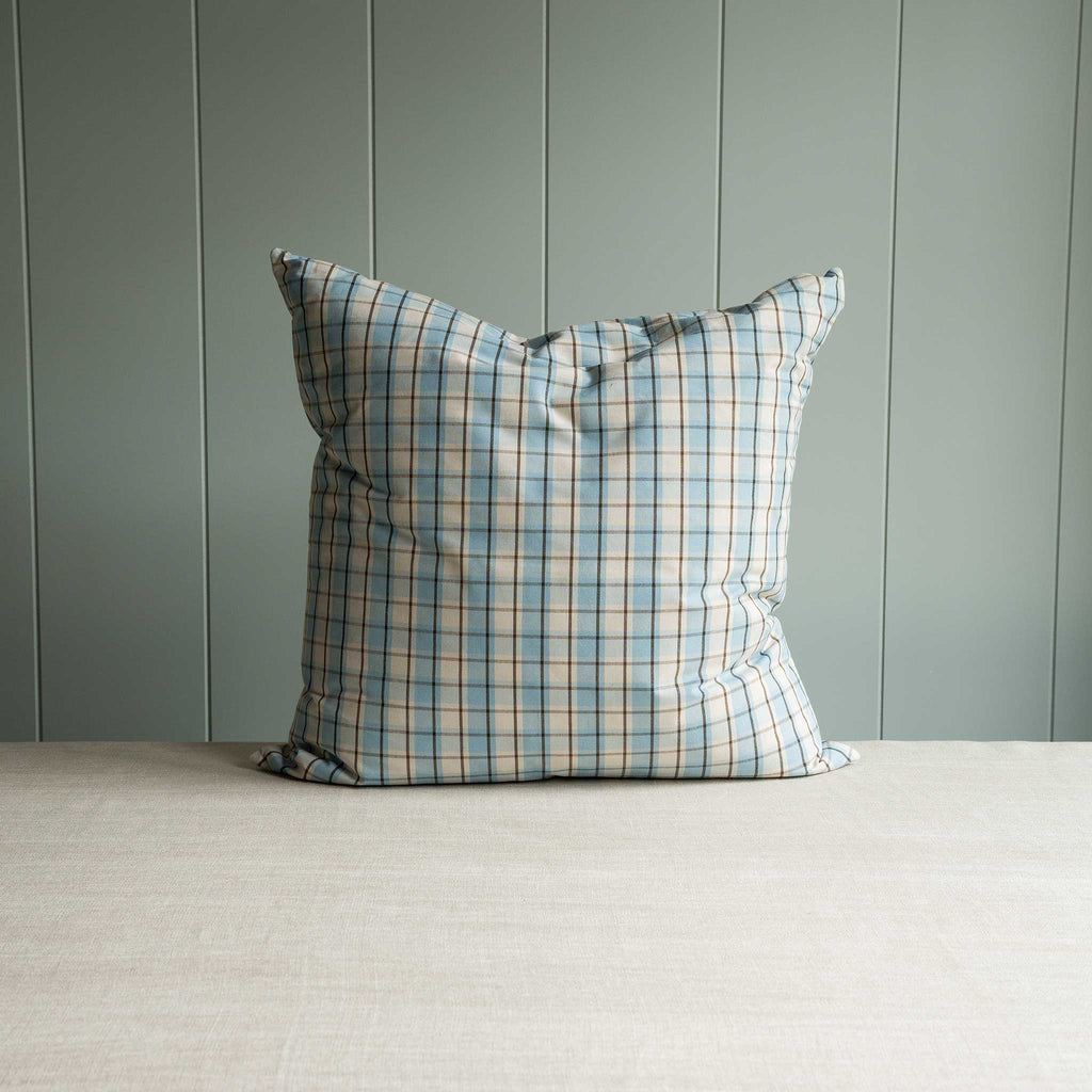  A blue and white plaid pillow adding a touch of pattern 