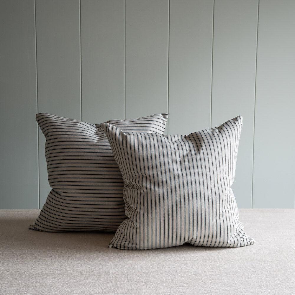 Two Perfect Shaped Kip Ticking Cotton Blue Stripes Cushions