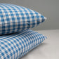 Square Kip Cushion in Well Plaid Cotton, Blue Brown