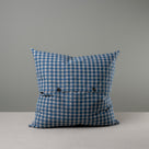  Back Side of Extra large Square Cushion in Plaid Cotton, Blue With 2 Buttons 