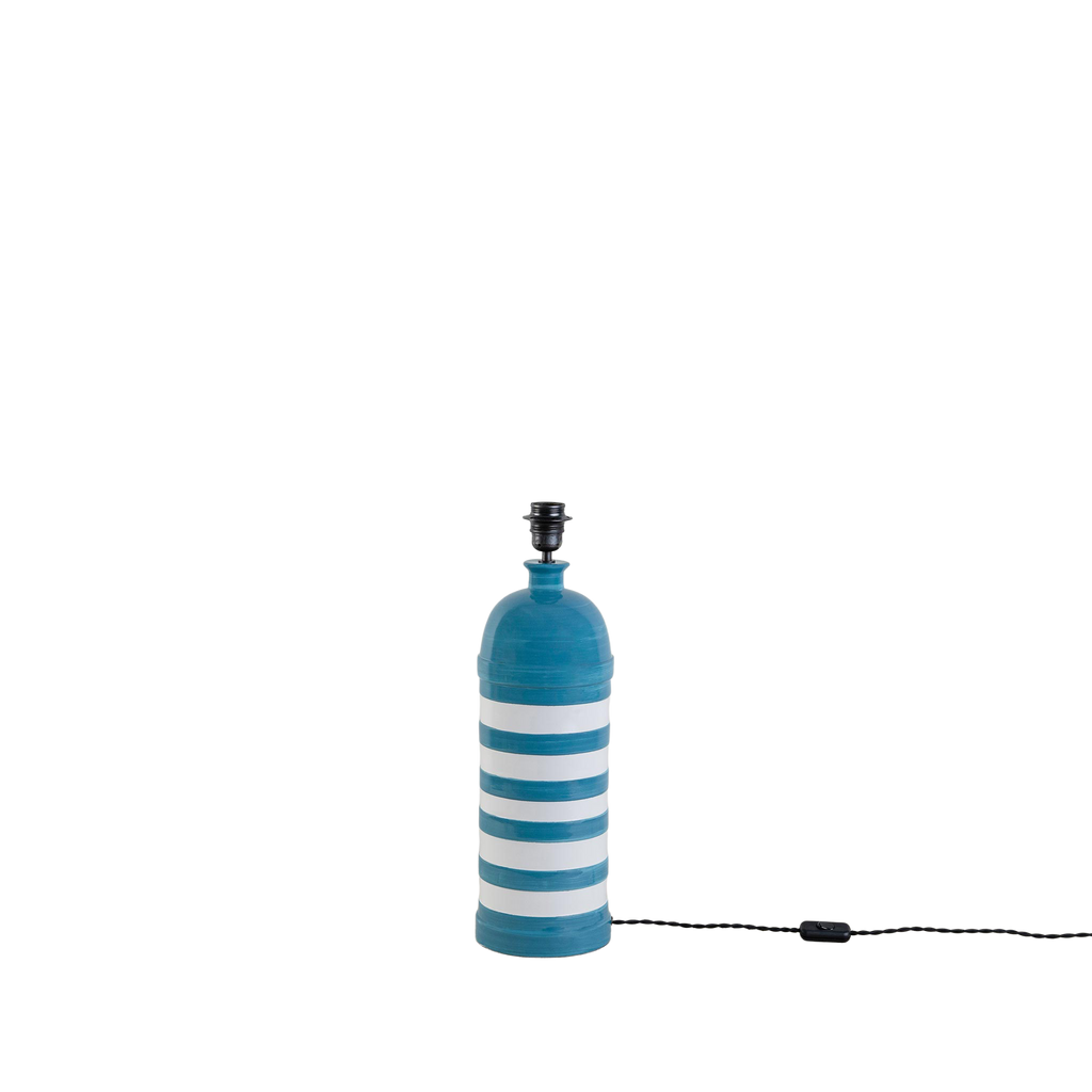  Humbug Striped Ceramic Table Lamp Base in Blue & Warm White 