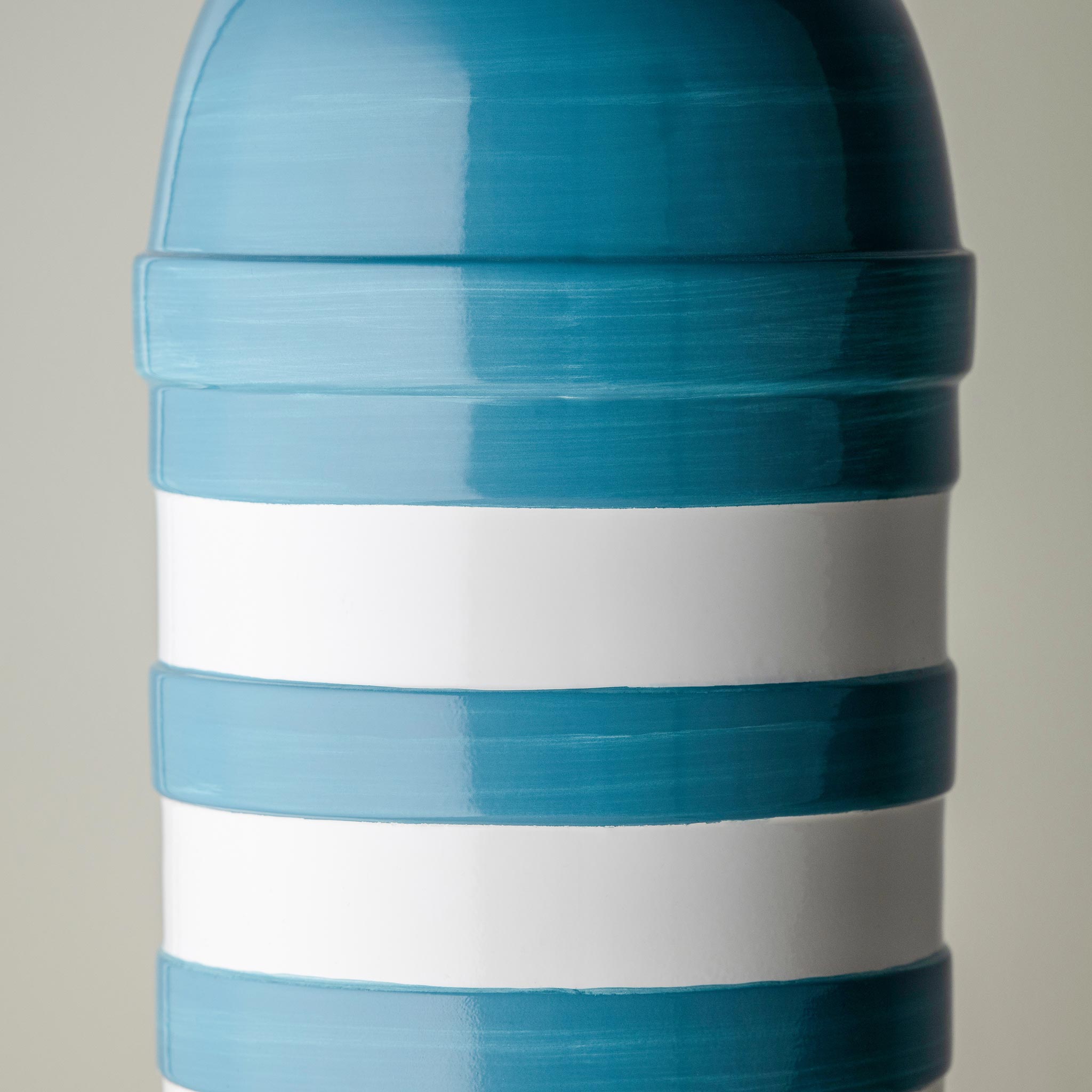  Humbug Striped Ceramic Table Lamp Base in Blue & Warm White - Nicola Harding 