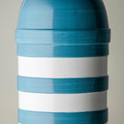  Humbug Striped Ceramic Table Lamp Base in Blue & Warm White, Design Closeup - Nicola Harding 