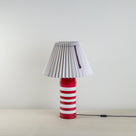  Humbug Striped Ceramic Table Lamp Base in Cherry Red & Warm White - Nicola Harding 