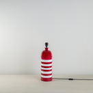 Humbug Striped Ceramic Table Lamp Base in Cherry Red & Warm White - Nicola Harding 
