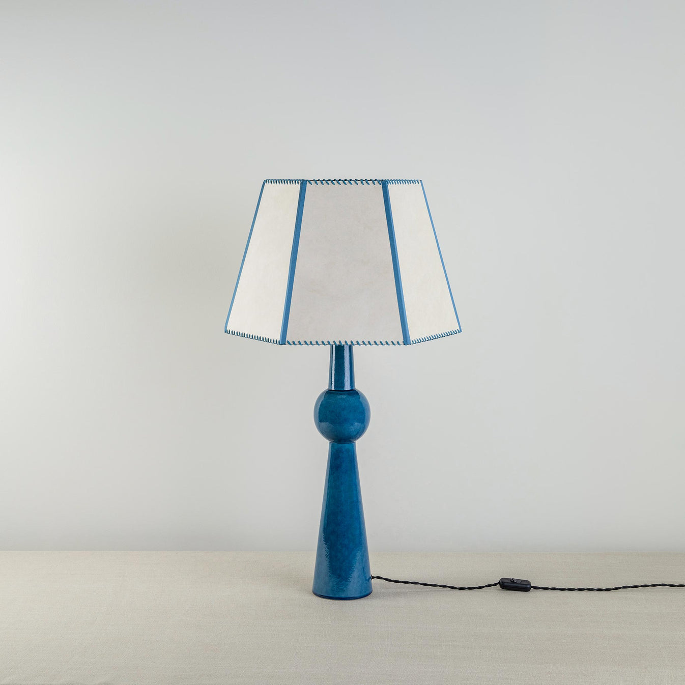 Handcrafted Ceramic Table Lamp in Blue Base, Comet | Nicola Harding