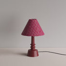  Ditsy Ceramic Table Lamp Base in Damson Pink, With Ditsy Classic Empire Lamp Shade in Dotty Maroon - By NiX 