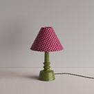  Ditsy Ceramic Table Lamp Base in Olive Green, With Ditsy Classic Empire Lamp Shade in Dotty Maroon - By NiX 