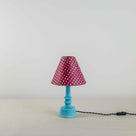  Ditsy Ceramic Table Lamp Base in Turquoise, Ditsy Classic Empire Lamp Shade in Dotty Maroon - By NiX 