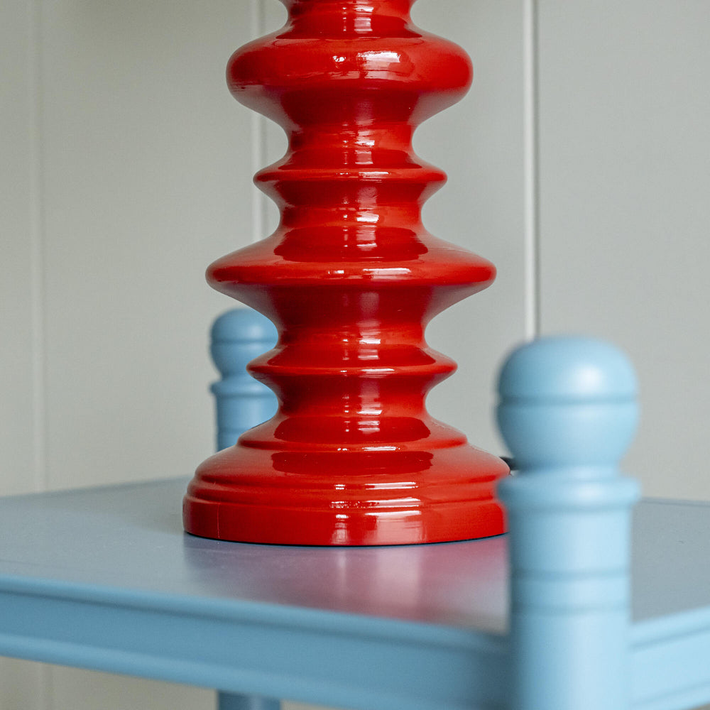 image of Good Turn Wooden Table Lamp Base in Berry Red