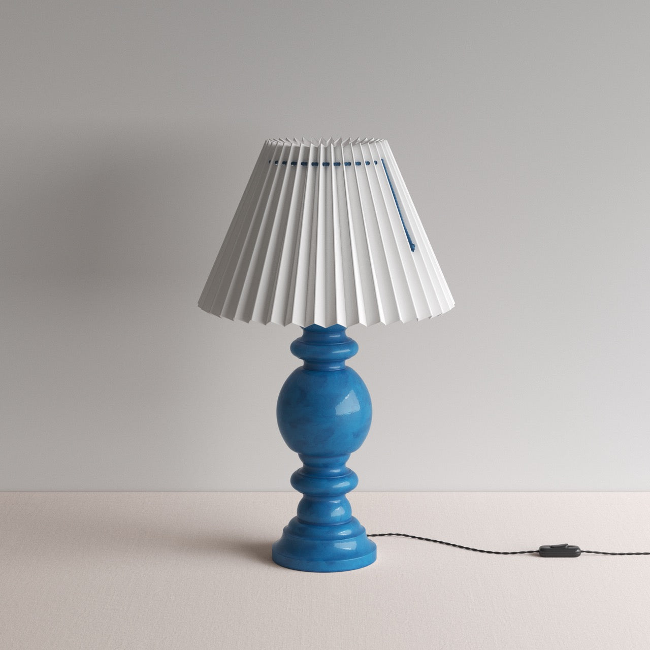  Hourglass Ceramic Table Lamp Base in Blue 