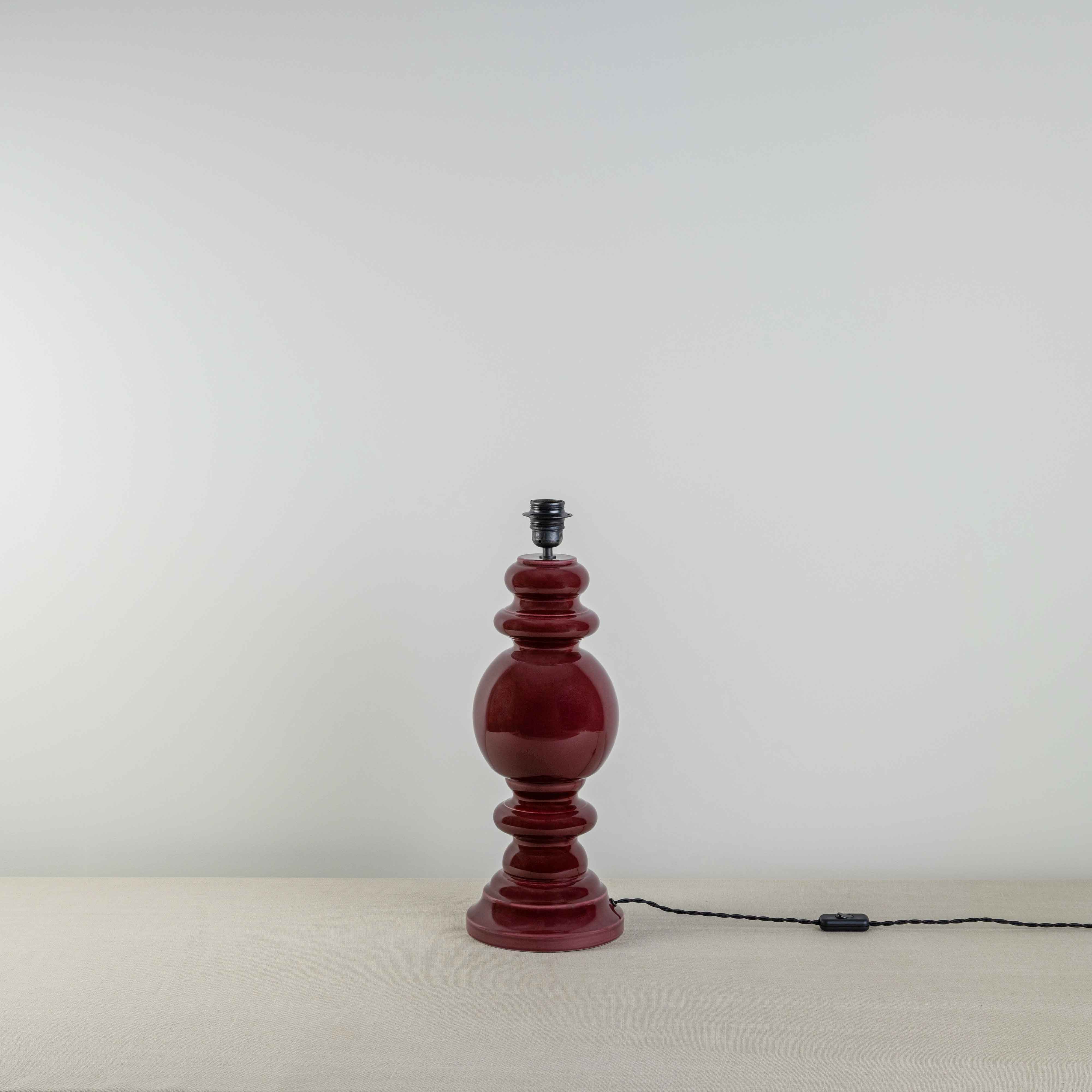  Hourglass Ceramic Table Lamp Base in Cherry - Nicola Harding 