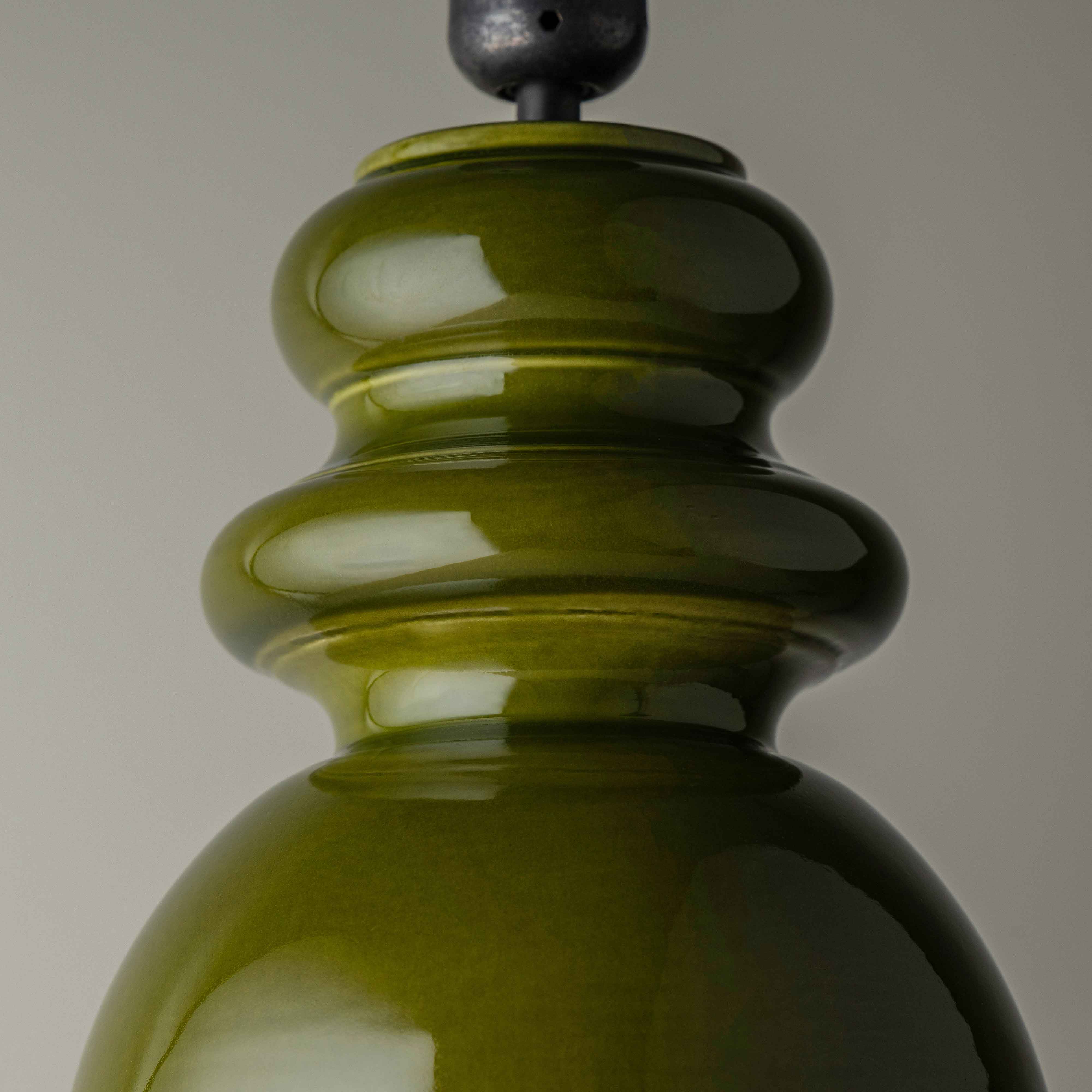  Hourglass Ceramic Table Lamp Base in Green - Nicola Harding 