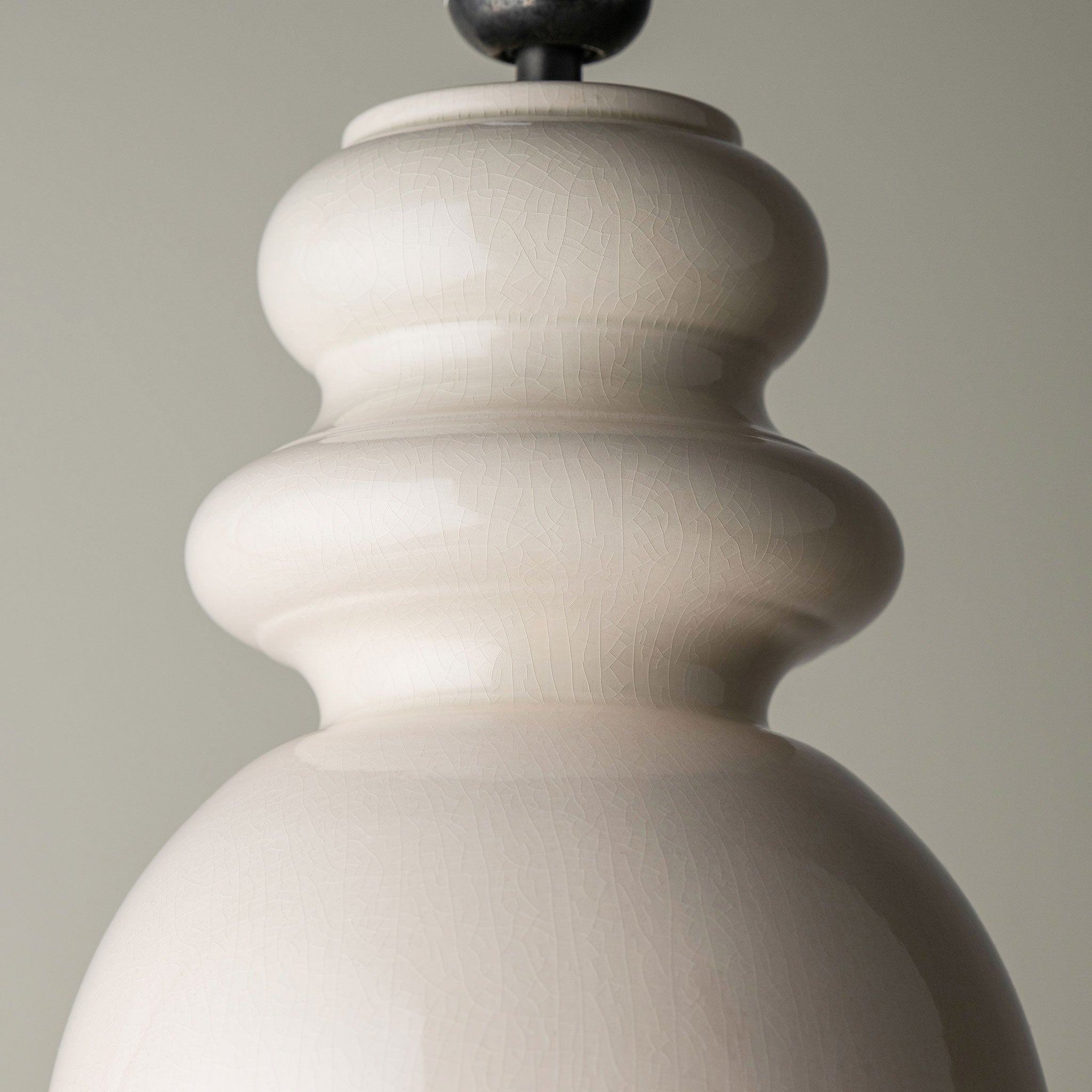  Hourglass Ceramic Table Lamp Base in White, Top Design Closeup - Nicola Harding 