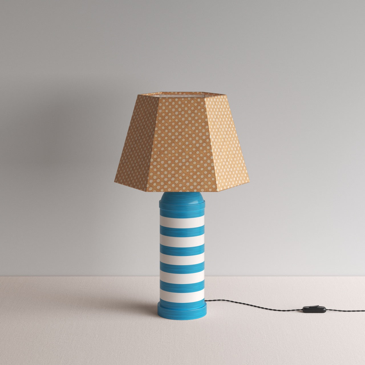 Humbug Striped Ceramic Table Lamp Base in Blue & Warm White