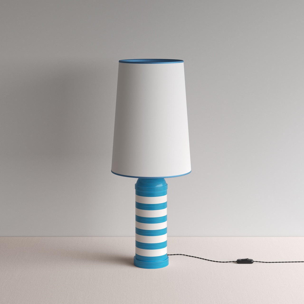  Humbug Striped Ceramic Table Lamp Base in Blue & Warm White 