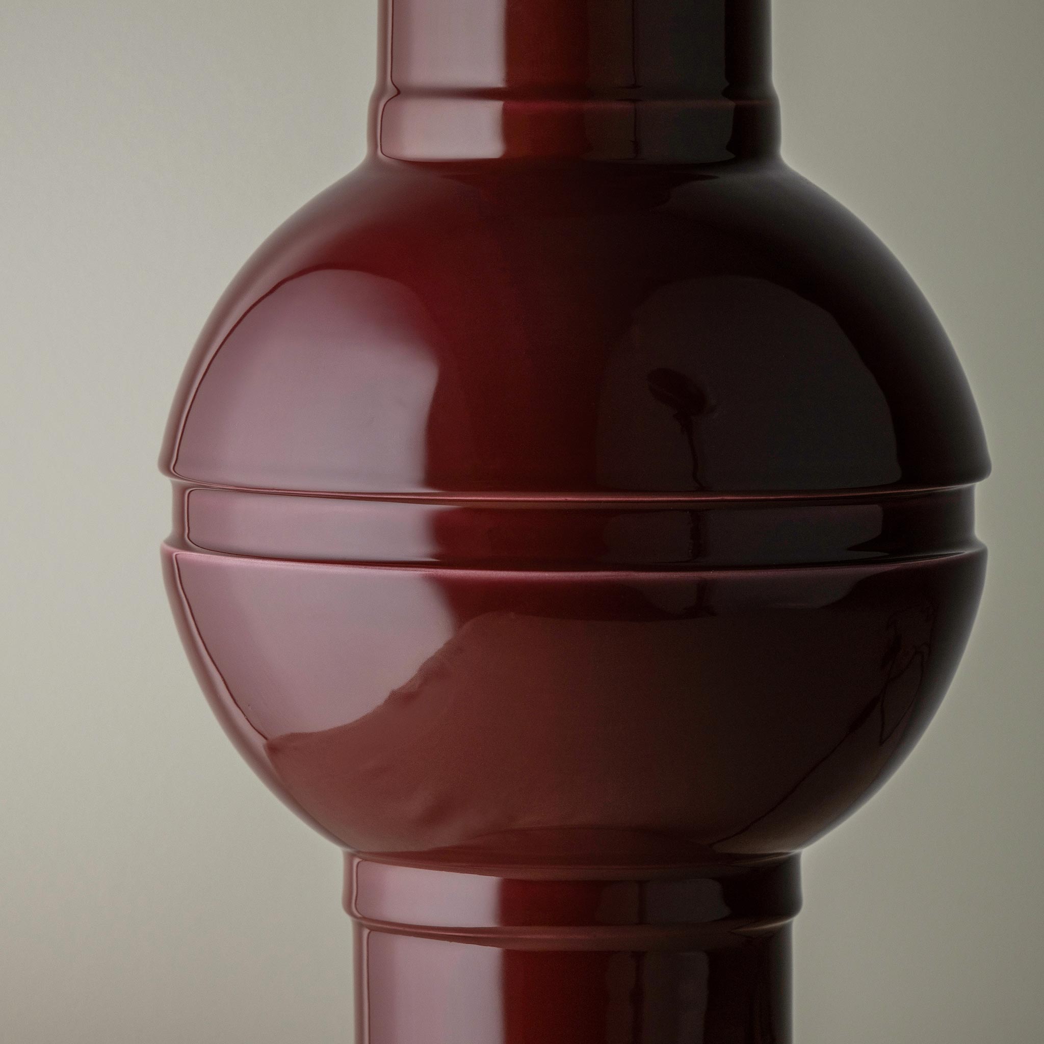  Orb Ceramic Table Lamp Base in Red, orb Design Closeup - Nicola Harding 