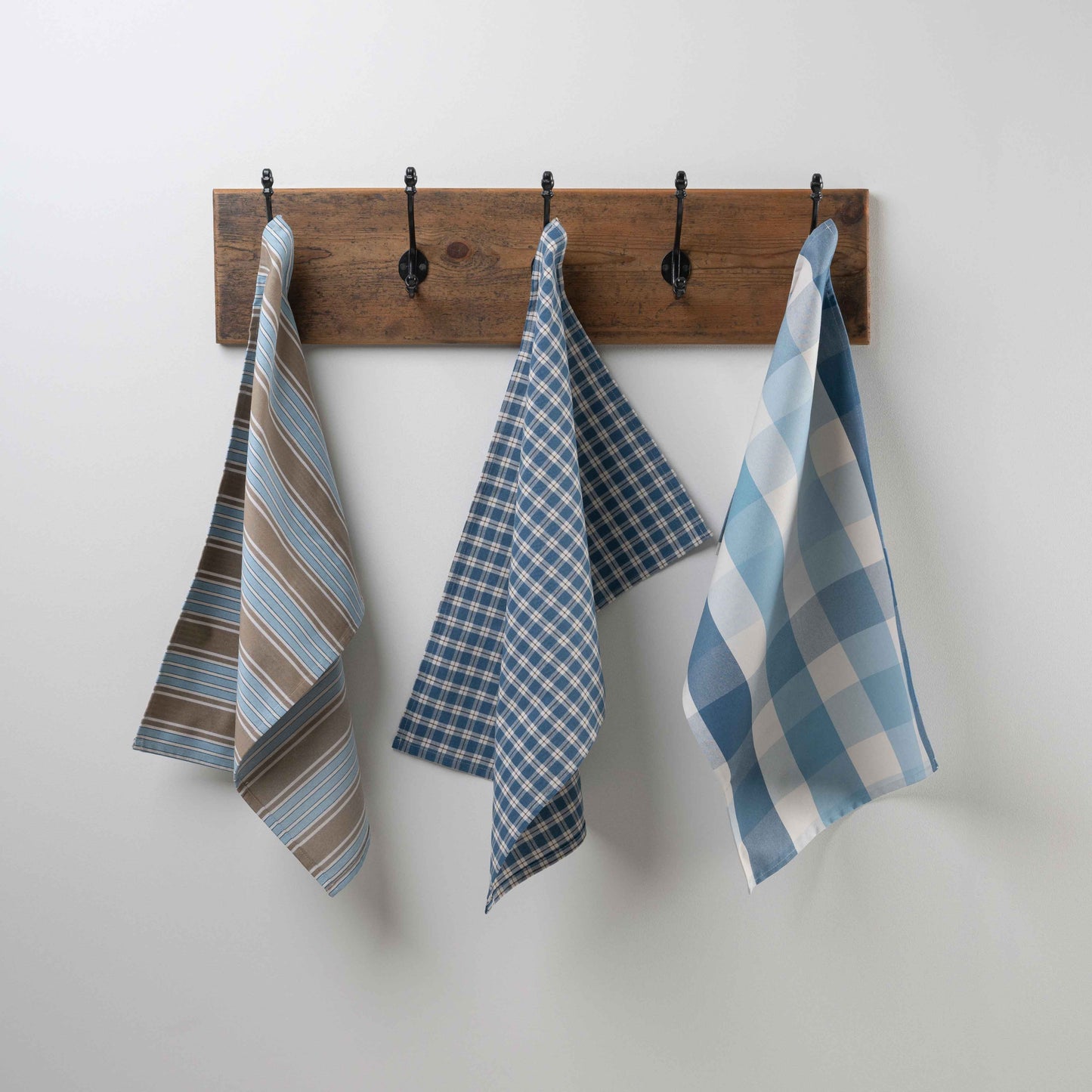 Luster Tea Towel in Well Plaid Cotton, Blue Brown