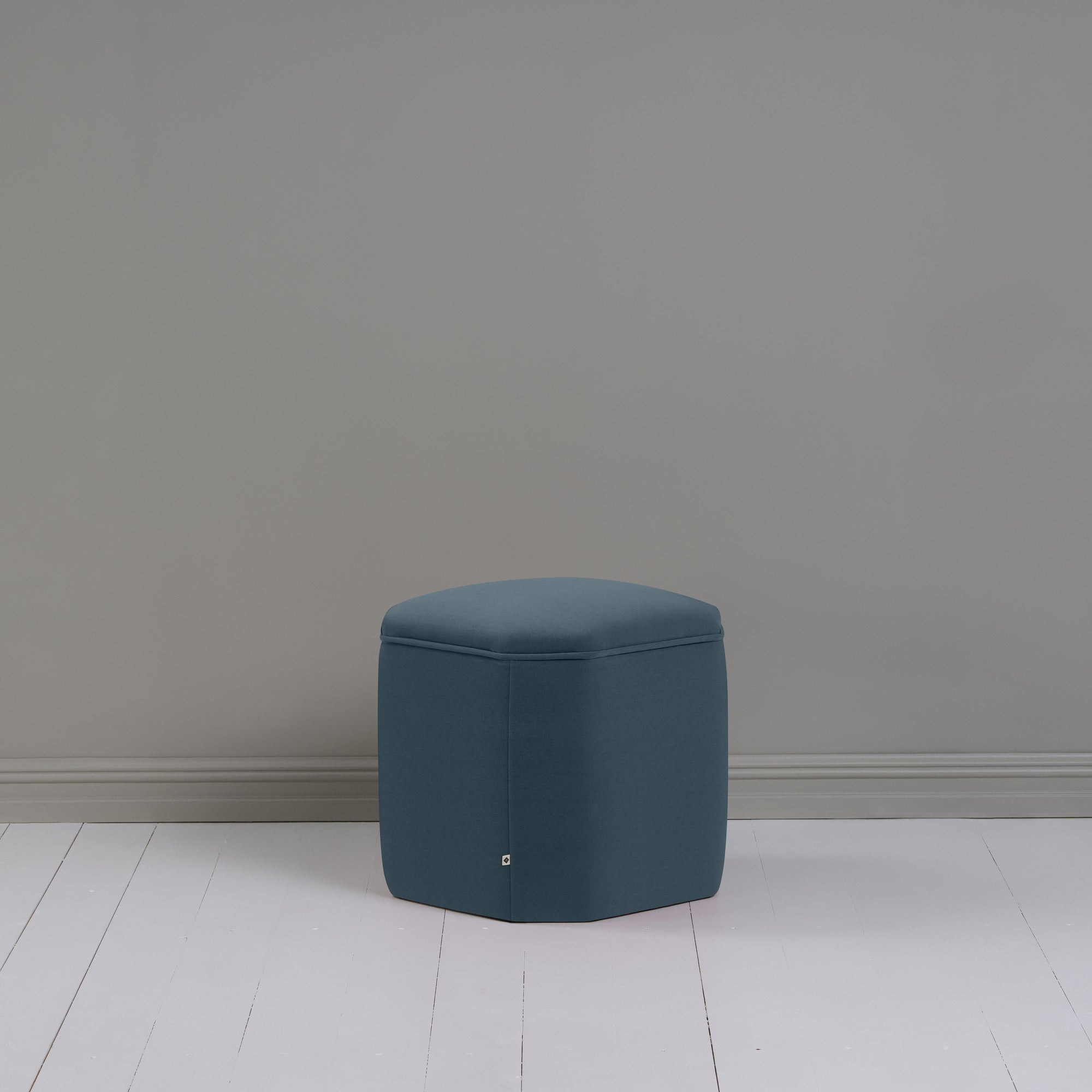  Thither Hexagonal Ottoman in Intelligent Velvet Aegean 