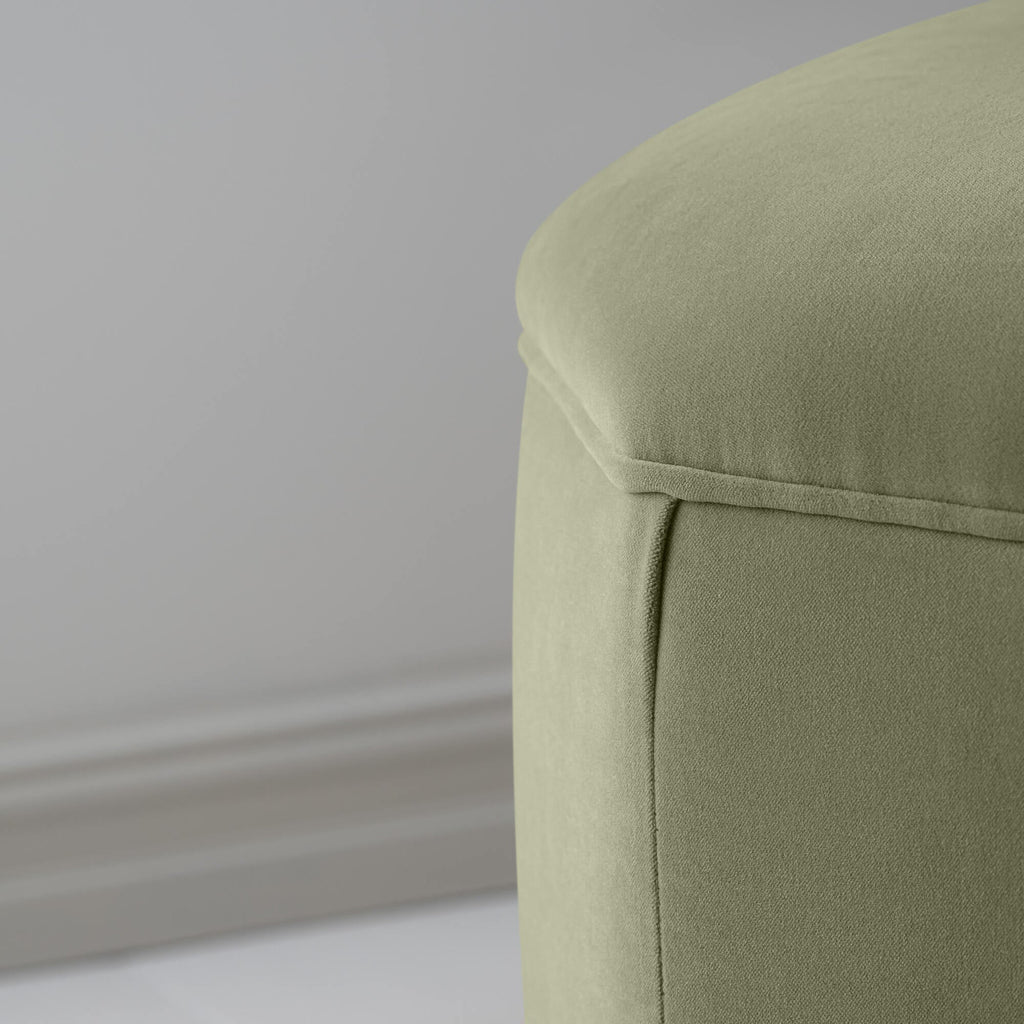  Thither Hexagonal Ottoman in Intelligent Velvet Green Tea Design Closeup - NiX 