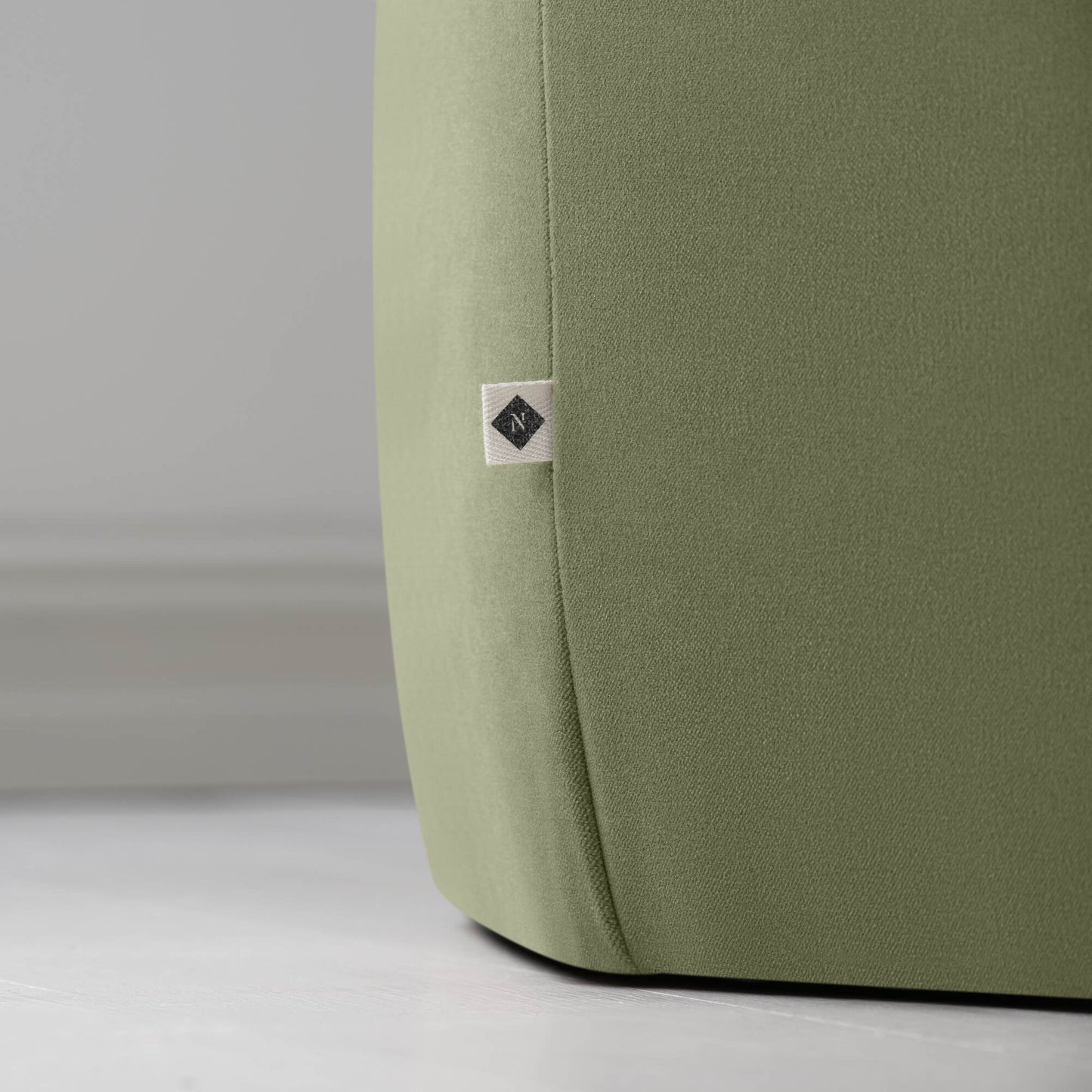 Thither Hexagonal Ottoman in Intelligent Velvet Green Tea