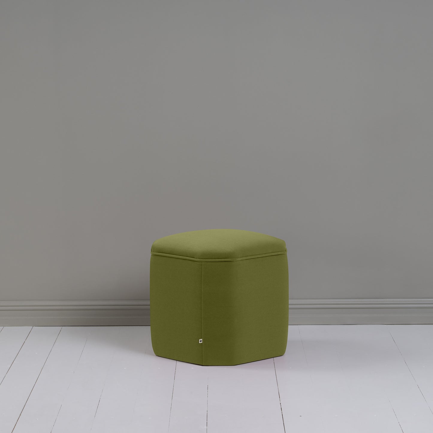 Thither Hexagonal Ottoman in Intelligent Velvet Lawn