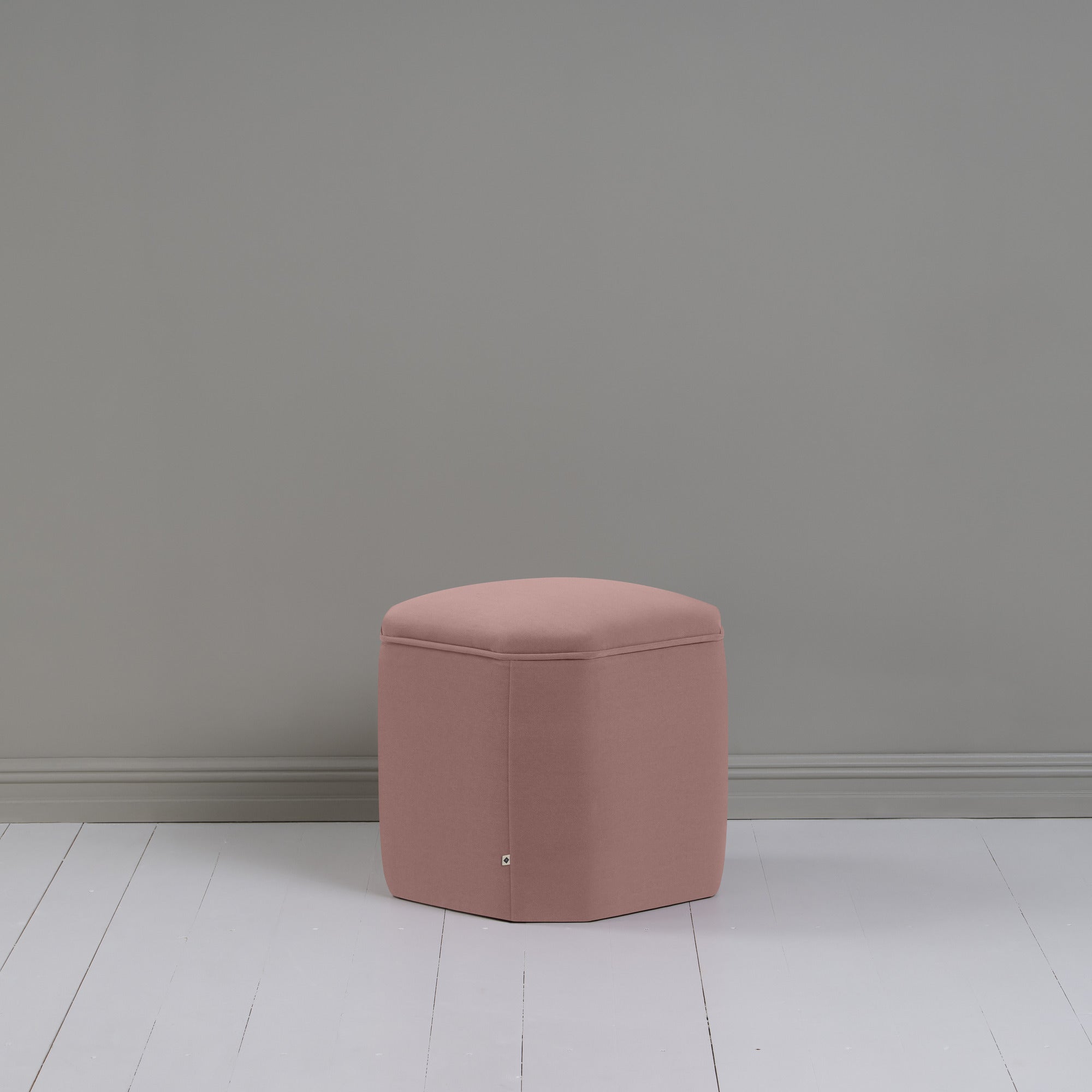  Thither Hexagonal Ottoman in Intelligent Velvet Rose 