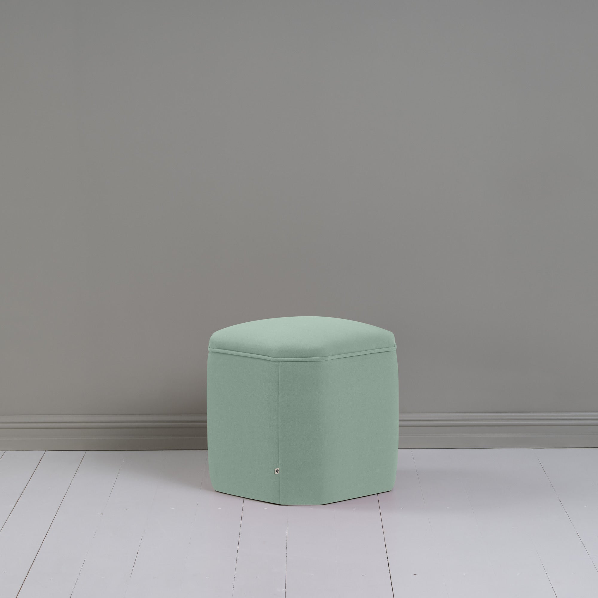  Thither Hexagonal Ottoman in Intelligent Velvet Sea Mist 