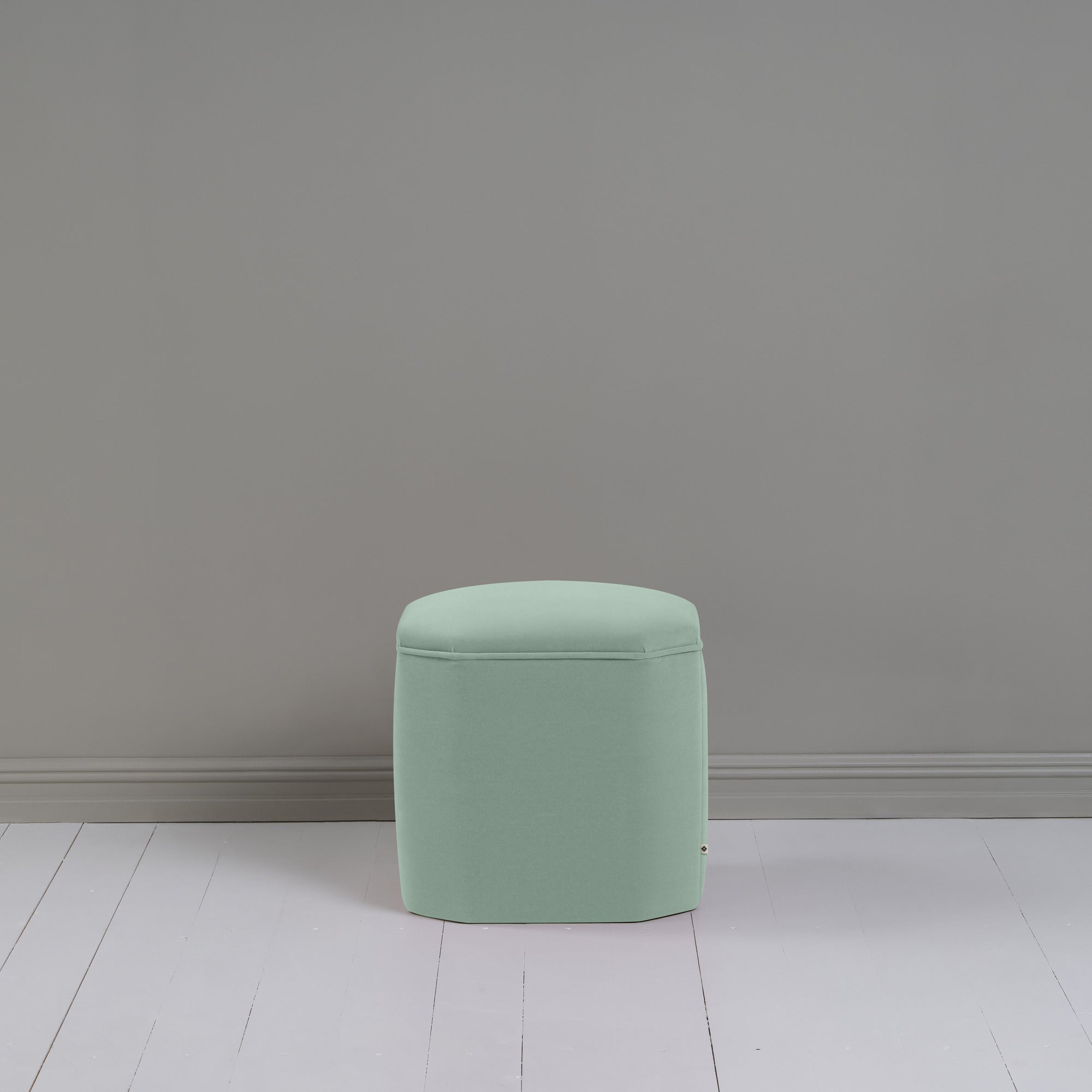  Thither Hexagonal Ottoman in Intelligent Velvet Sea Mist 