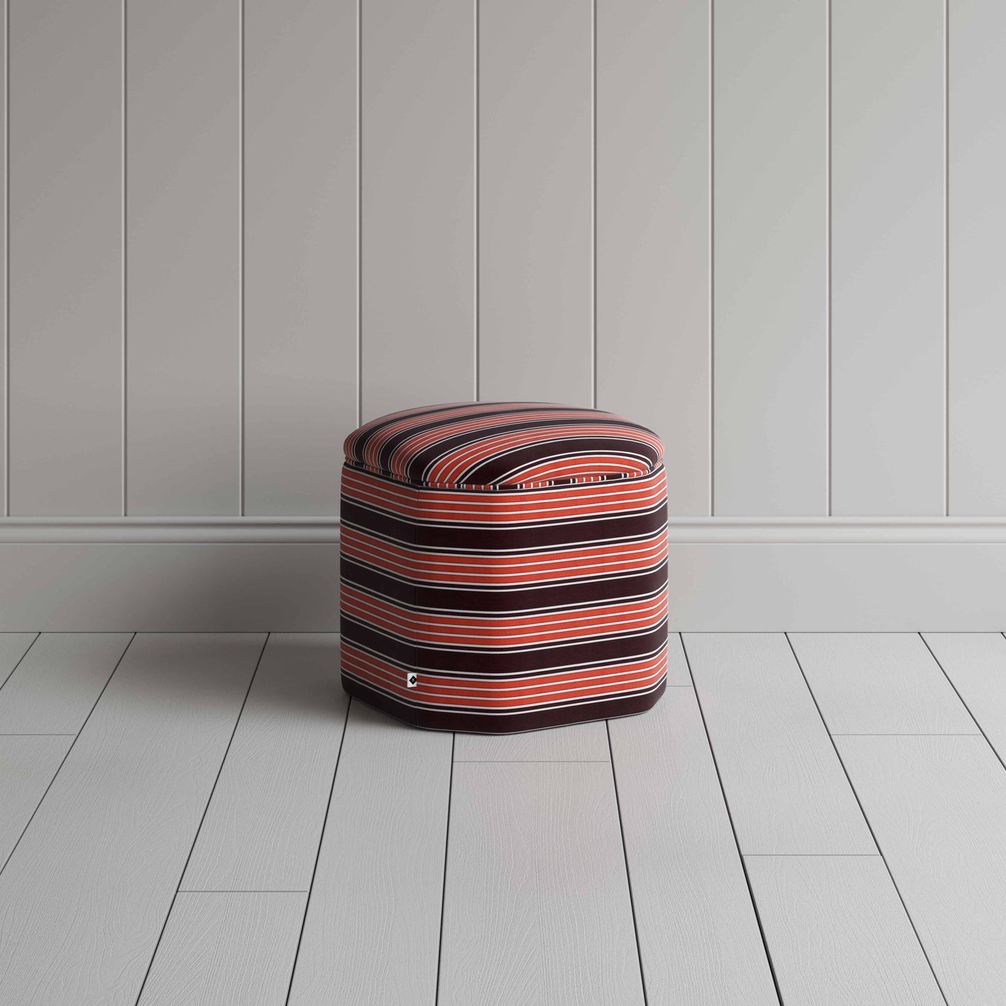 Thither Hexagonal Ottoman in Regatta Cotton, Flame