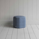  Thither Hexagonal Ottoman in Well Plaid Cotton, Blue Brown - NiX 