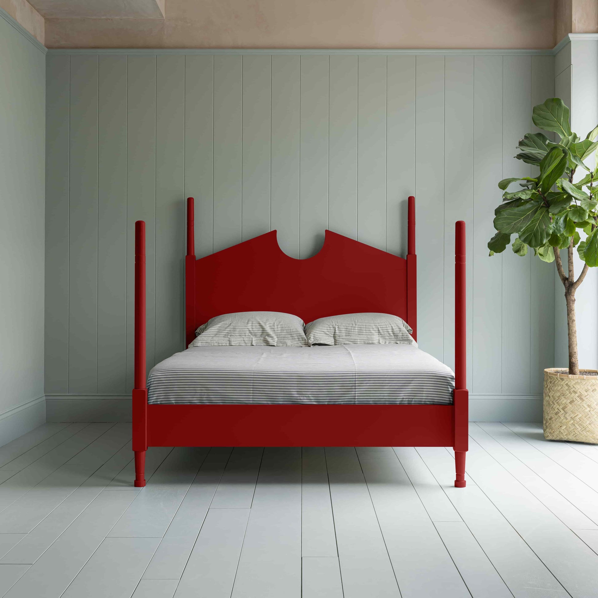 Out for the Count Three Quarter Poster Bed in Ruby Red Front View - NiX