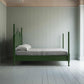 Out for the Count Three Quarter Poster Bed in Sage Green ide View With Mattress and  pillows - NiX