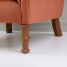  Time Out Armchair in Laidback Linen Cayenne, Front Foot Design Closeup - NiX 