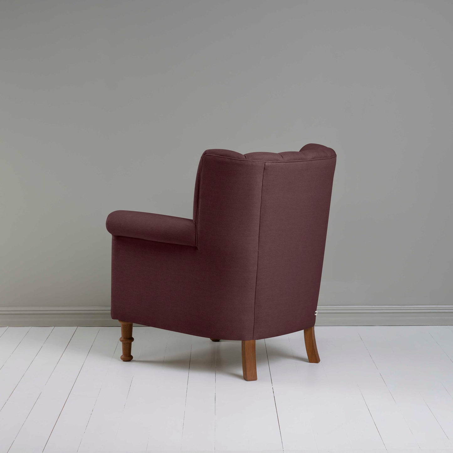Time Out Armchair in Laidback Linen Damson, Back View - NiX