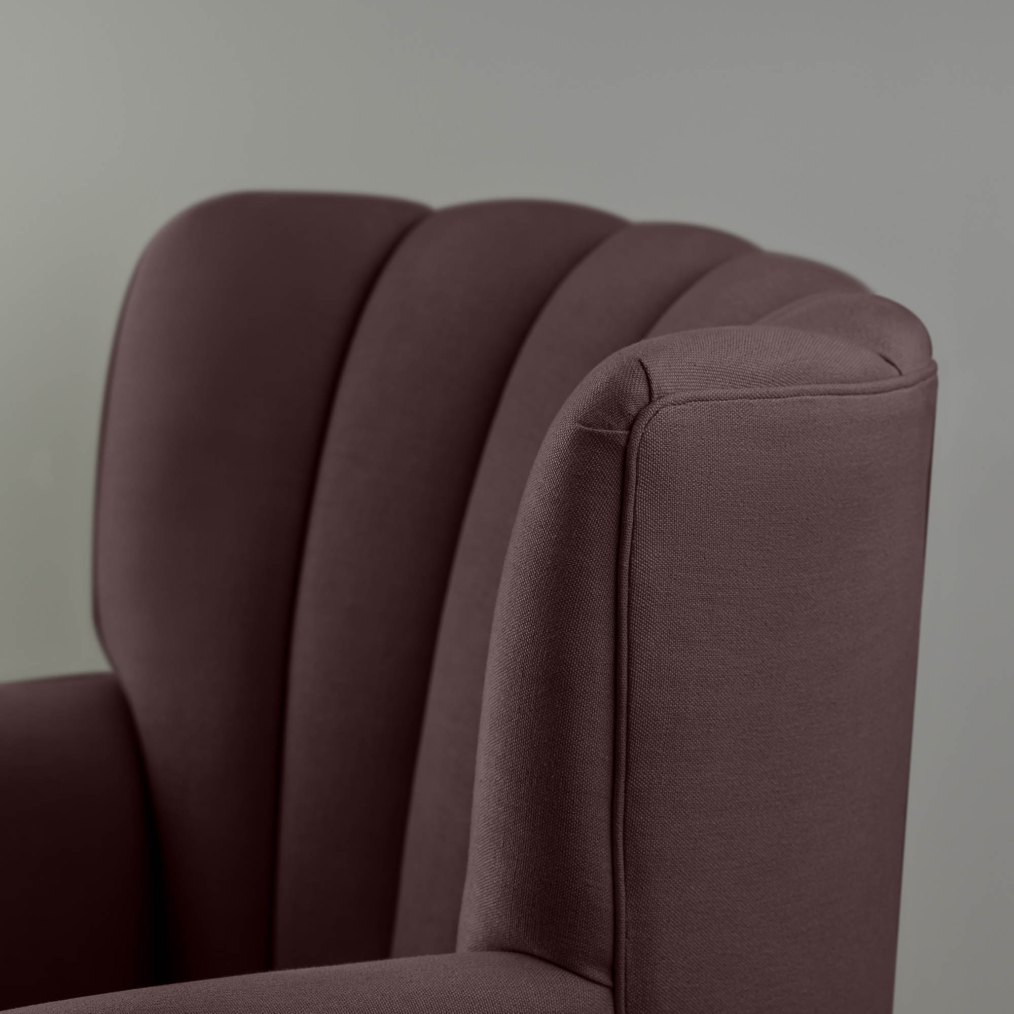  Time Out Armchair in Laidback Linen Damson, High Back Design Closeup - NiX 