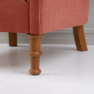  Time Out Armchair in Intelligent Velvet Sienna, Front Foot Handcrafted Design Closeup - NiX 