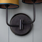  Double Trouble Waxed Brass Wall Light With Mustard Lamp Shades 