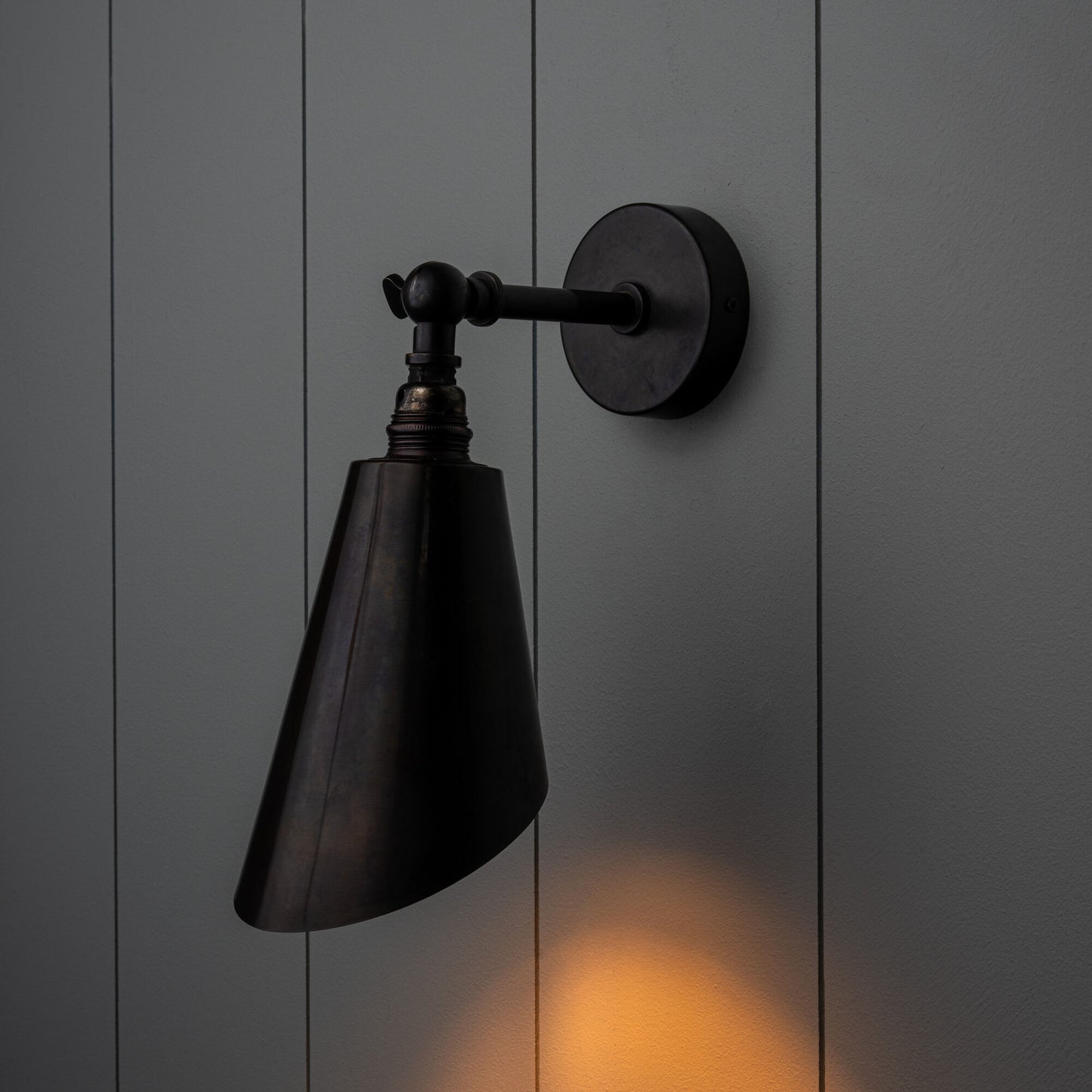 Waxed Brass Wall Light - with Light 'ON'.