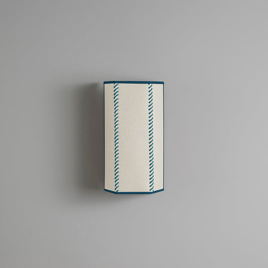 Stitch In Time Wall Light in Soft White with Blue Trim & Stitching