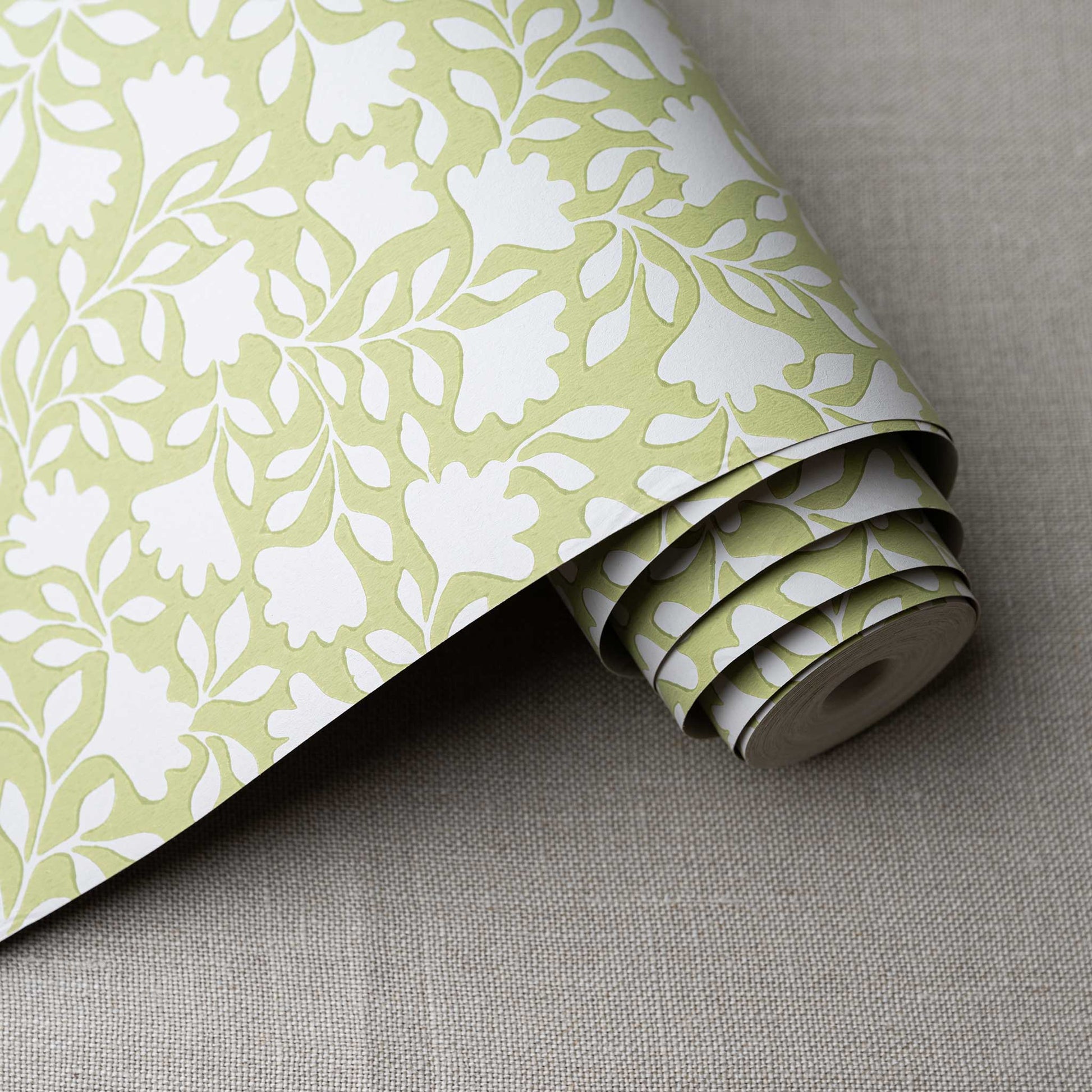 Ginko Wallpaper in Moss Green - Nicola Harding