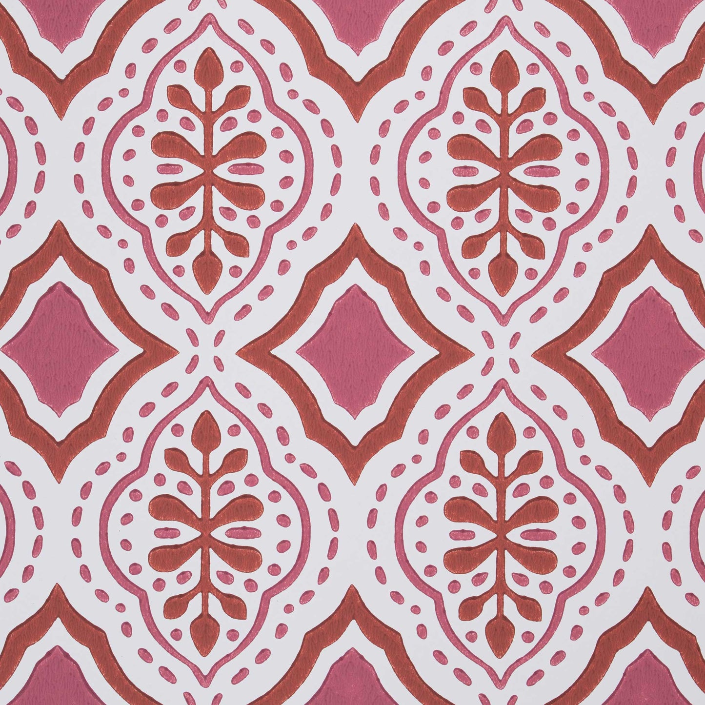 Rhombus Wallpaper in Rhubarb and Pink