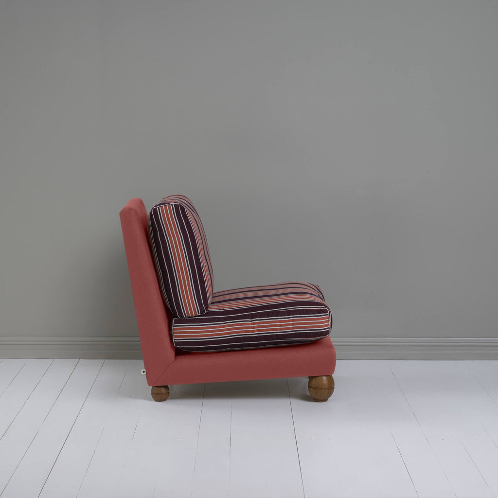  Perch Slipper Armchair in Laidback Linen Rouge Frame, with Regatta Cotton, Flame Seat 